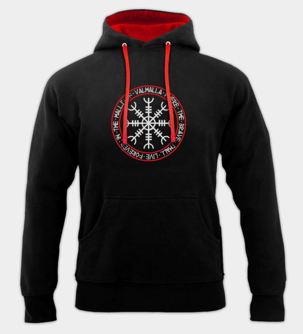 Die Hallen von Valhalla bestickter Hoodie