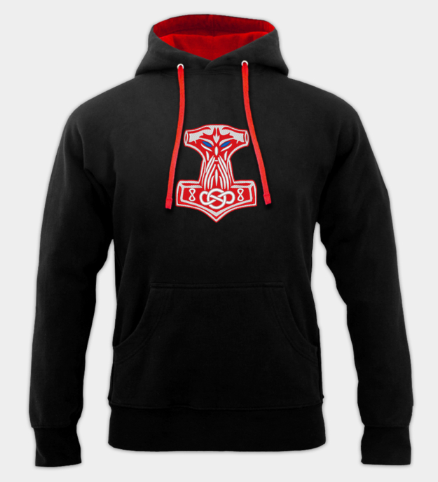 Thors Hammer bestickter Hoodie