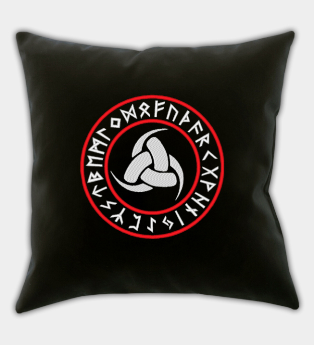 Odins dreifaches Horn bestickter Kissenbezug