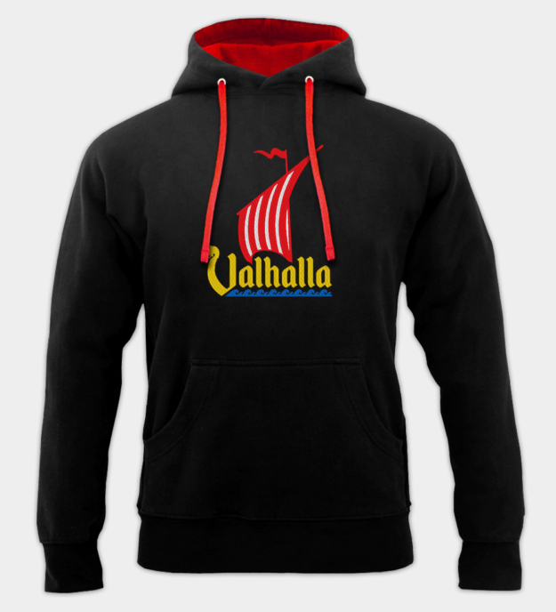 Wikinger-Schiff bestickter Hoodie